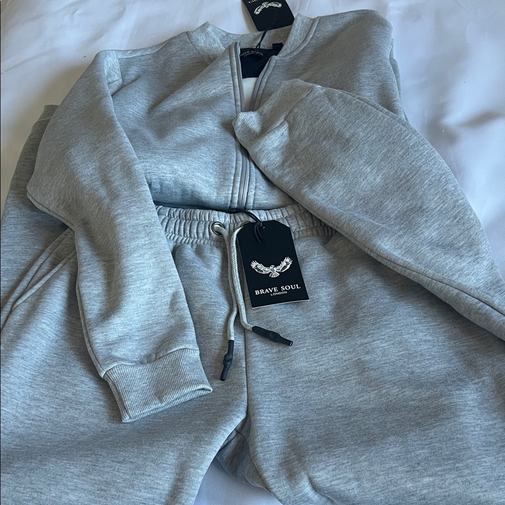 Brave Soul Light Gray Zip-Up Tracksuit